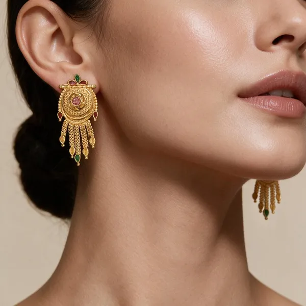 Gold_Tone_Copper_Multilayer_Chain_Dangler_Earrings_For_Women