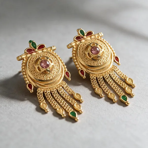 Gold_Tone_Copper_Multilayer_Chain_Dangler_Earrings_For_Women