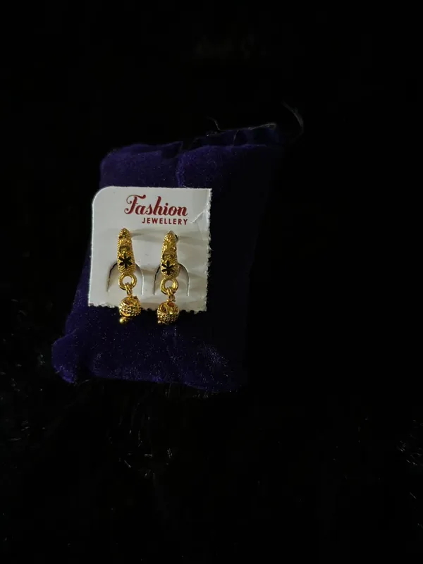 Gold_Tone_Textured_Drop_Earrings_for_Women