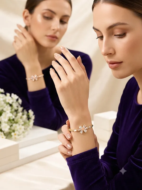 Gold_Tone_Bow_Design_Bracelet_for_Women
