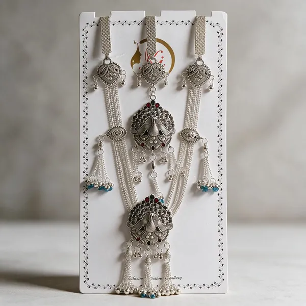 Silver_Oxidised_Copper_Peacock_Motif_Kamarband_Jewellery_Set_For_Women
