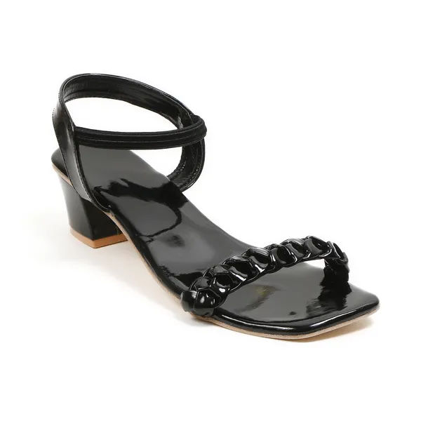 Black_Glossy_Block_Heel_Sandals_For_Women