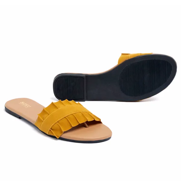 Yellow_Synthetic_Flat_Slides_For_Women