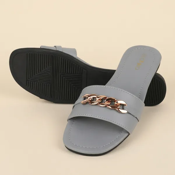 Grey_Synthetic_Flat_Slides_For_Women