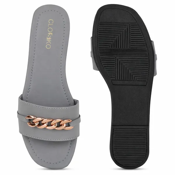 Grey_Synthetic_Flat_Slides_For_Women