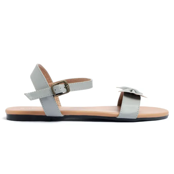 Grey_Bow_Detail_Flat_Sandals_For_Women