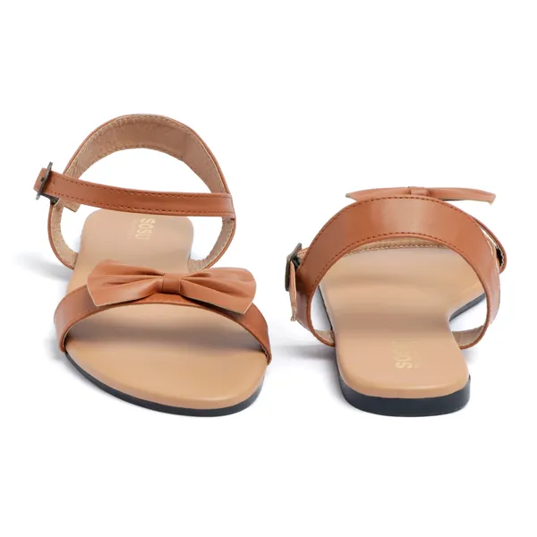 Tan_Flat_Bow_Sandals_For_Women