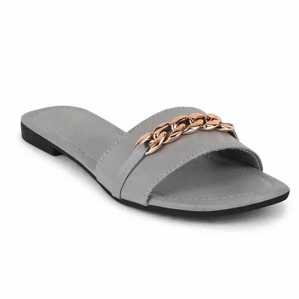 Grey_Synthetic_Flat_Slides_For_Women