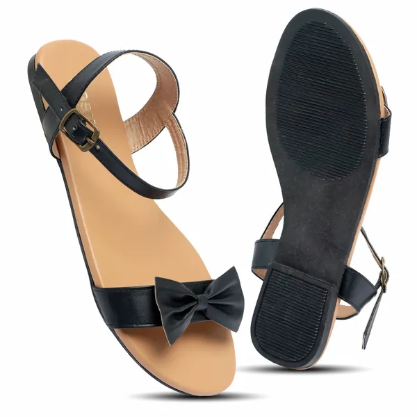 Black_Bow_Flat_Sandals_For_Women