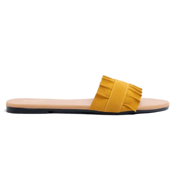 Yellow_Synthetic_Flat_Slides_For_Women