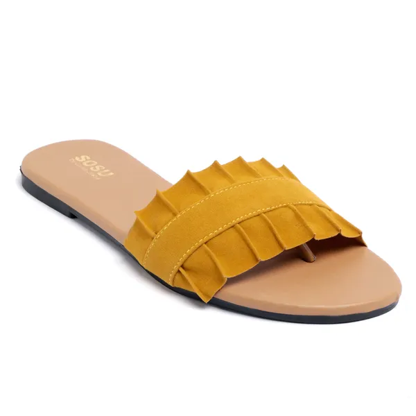 Yellow_Synthetic_Flat_Slides_For_Women