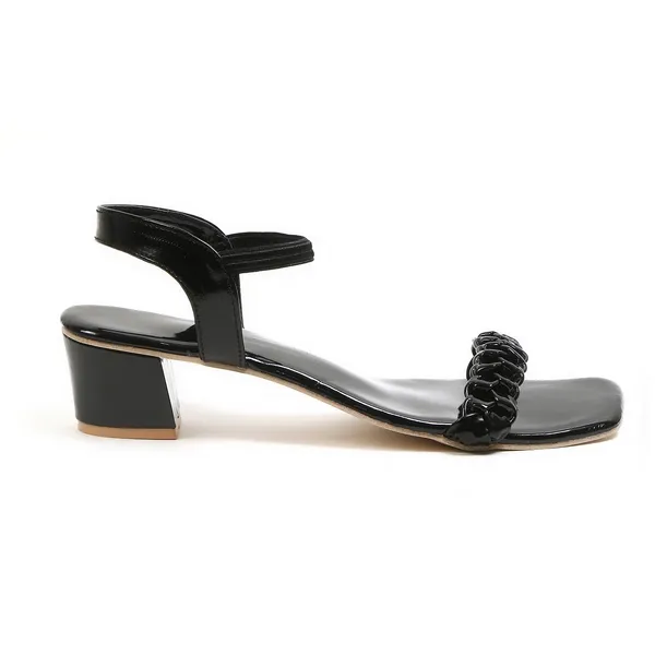 Black_Glossy_Block_Heel_Sandals_For_Women