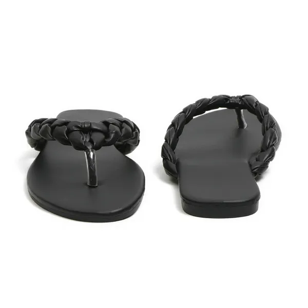 Black_Braided_Strap_Flat_Sandals_For_Women