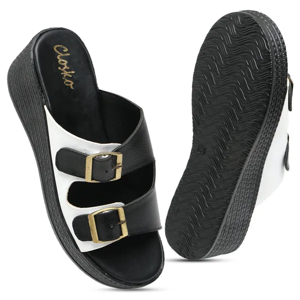 Black_Synthetic_Leather_Wedge_Sandals_For_Women