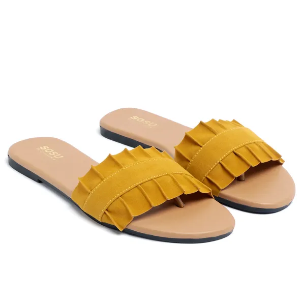 Yellow_Synthetic_Flat_Slides_For_Women