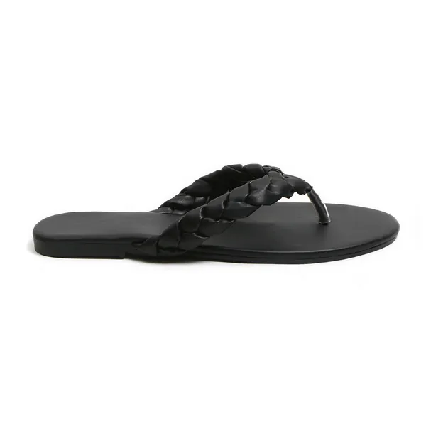 Black_Braided_Strap_Flat_Sandals_For_Women