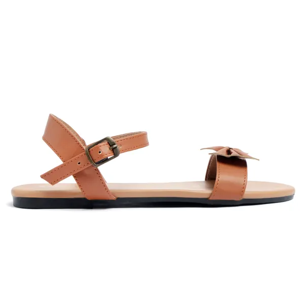 Tan_Flat_Bow_Sandals_For_Women