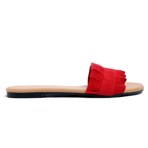 Red_Synthetic_Ruffle_Flat_Sandals_For_Women