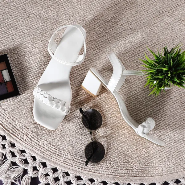 White_Block_Heel_Ankle_Strap_Sandals_For_Women
