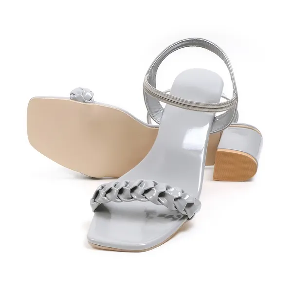 Silver_Braided_Block_Heel_Sandals_For_Women
