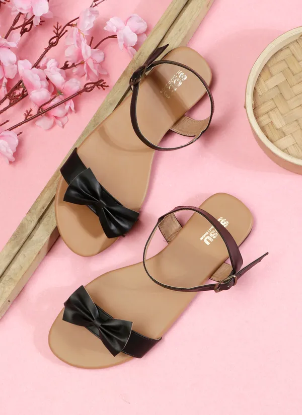 Black_Bow_Flat_Sandals_For_Women