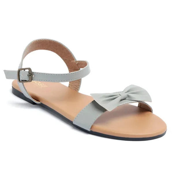 Grey_Bow_Detail_Flat_Sandals_For_Women