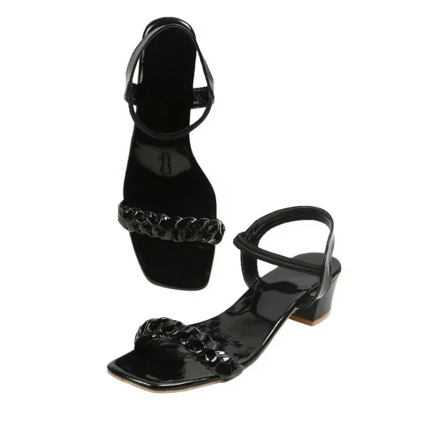 Black_Glossy_Block_Heel_Sandals_For_Women