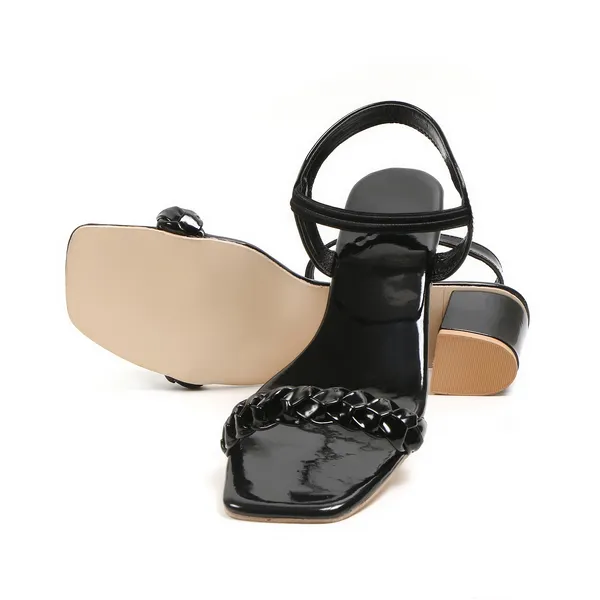 Black_Glossy_Block_Heel_Sandals_For_Women