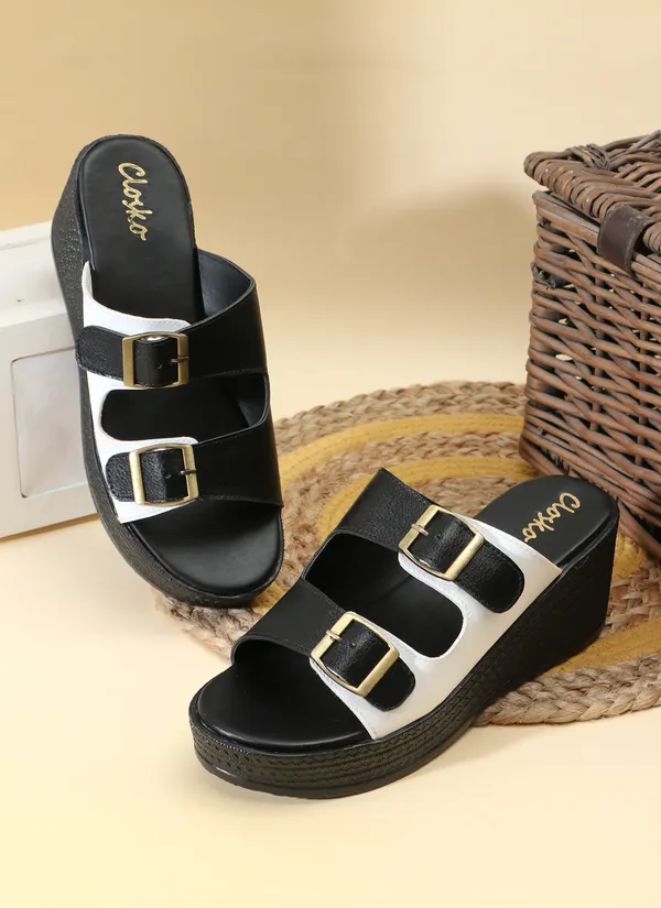 Black_Synthetic_Leather_Wedge_Sandals_For_Women