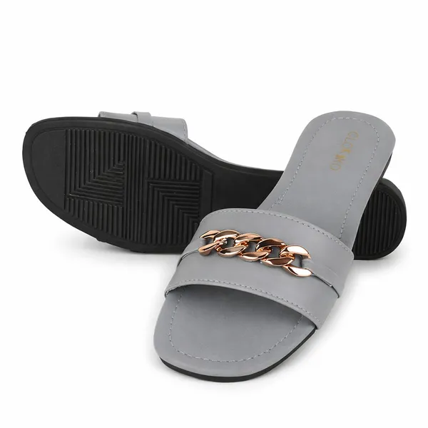 Grey_Synthetic_Flat_Slides_For_Women