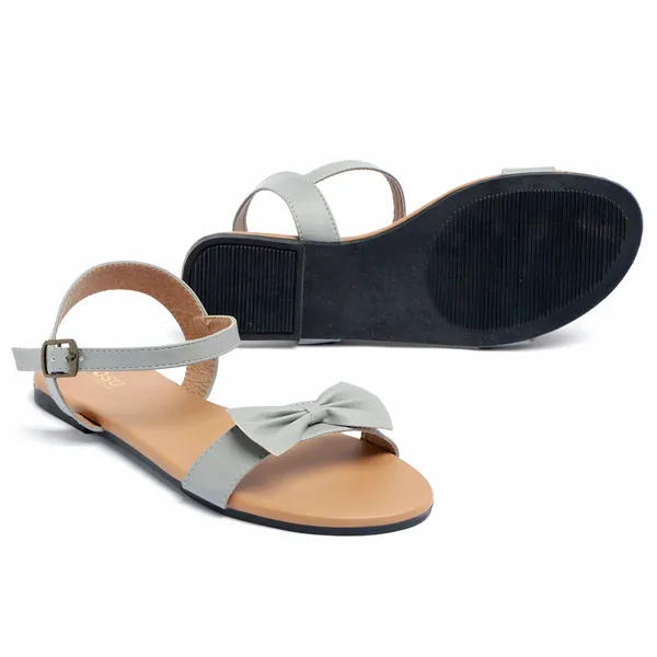 Grey_Bow_Detail_Flat_Sandals_For_Women