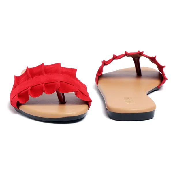 Red_Synthetic_Ruffle_Flat_Sandals_For_Women