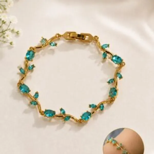 Gold_Tone_Turquoise_Stone_Link_Bracelet