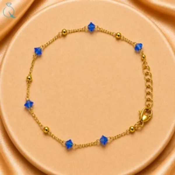 Gold-Tone_Blue_Beaded_Bracelet_for_Women