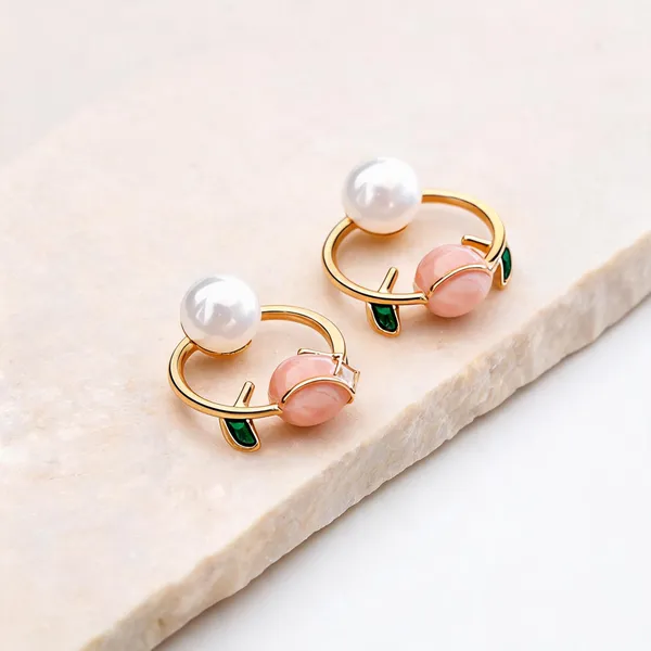Golden_Pink_Alloy_Pearl_And_Stone_Hoop_Earrings_For_Women_-_Pack_of_4