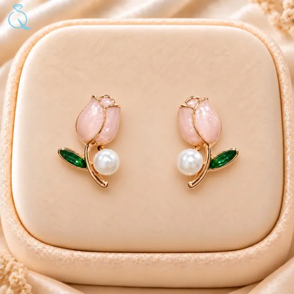 Pink_Floral_Pearl_Drop_Earrings_for_Women
