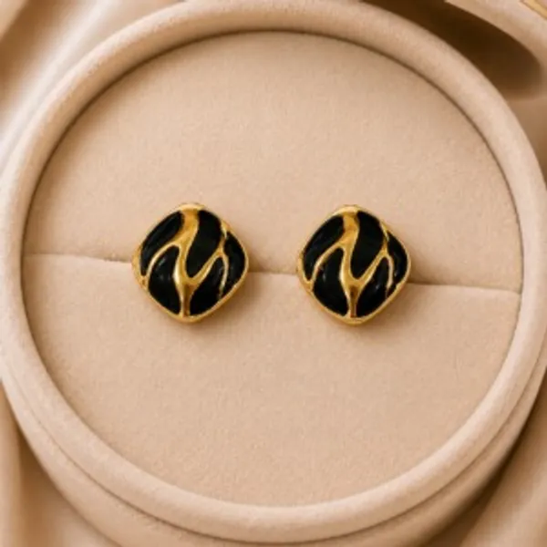 Black_Gold_Tone_Stud_Earrings_for_Women