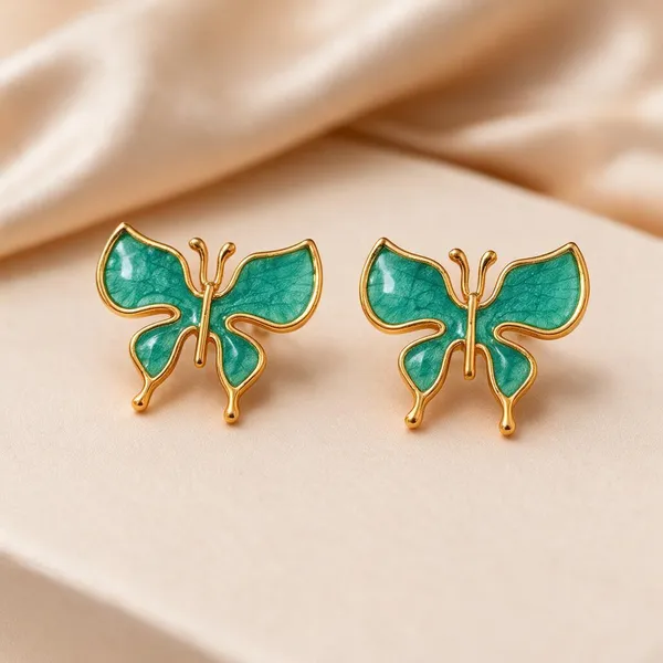 Turquoise_Gold-Tone_Alloy_Butterfly_Stud_Earrings_For_Women_-_Pack_of_4