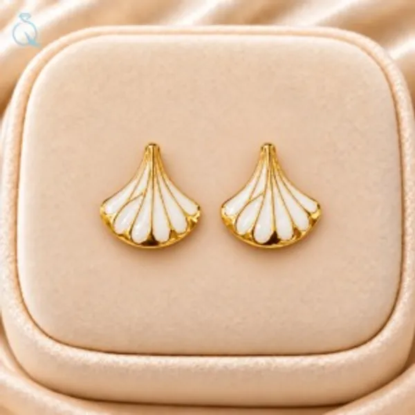 Gold_Tone_Fan_Shaped_Stud_Earrings_for_Women