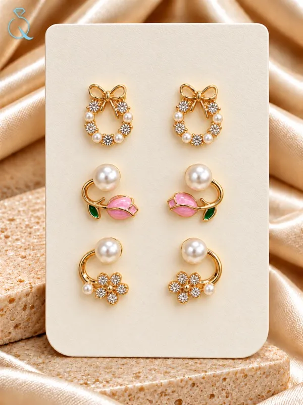 Gold_Tone_Pearl_Stud_Earrings_Set_For_Women