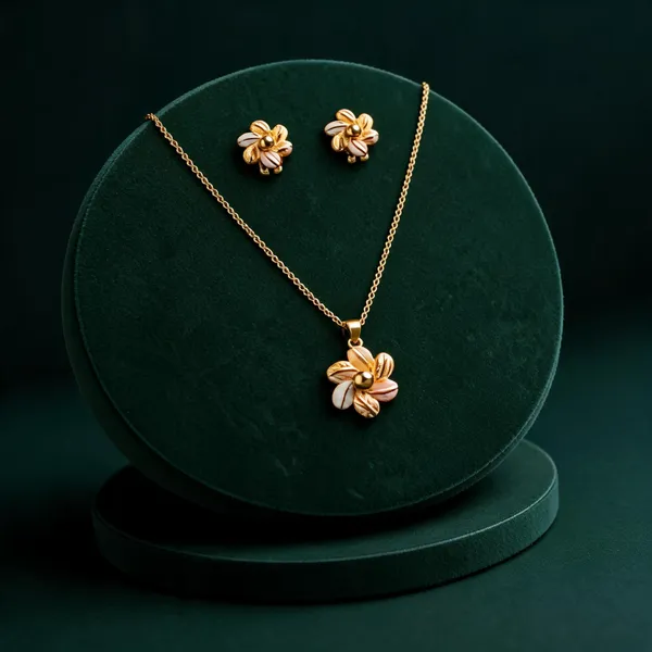 Golden_Alloy_Floral_Pendant_Necklace_And_Earrings_Set_For_Women