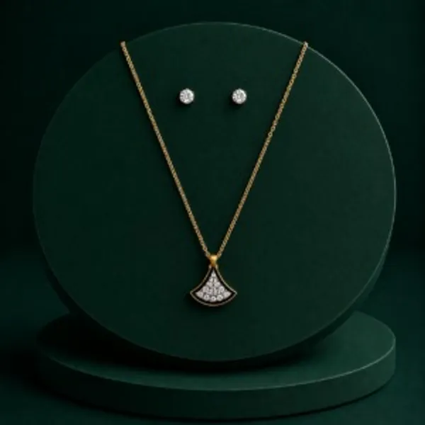Gold_Tone_Pendant_Necklace_And_Earrings_Set_for_Women