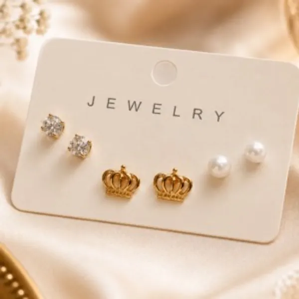 Gold_Tone_Crown_Pearl_Stud_Earring_Set_for_Women