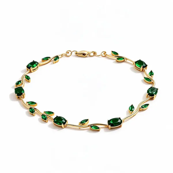 Gold-Tone_Green_Stone_Leaf_Necklace_For_Women