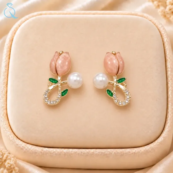 Pink_Stone_Pearl_Drop_Earrings_for_Women