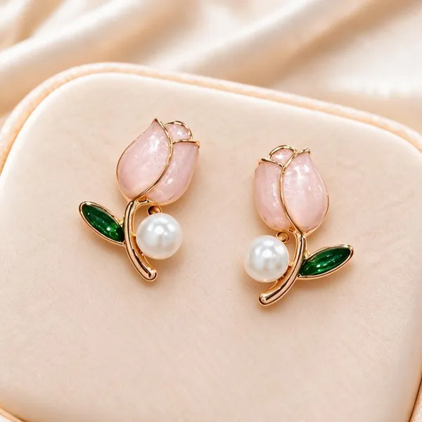 Pink_Gold-Tone_Floral_Pearl_Drop_Earrings_For_Women_-_Pack_of_4