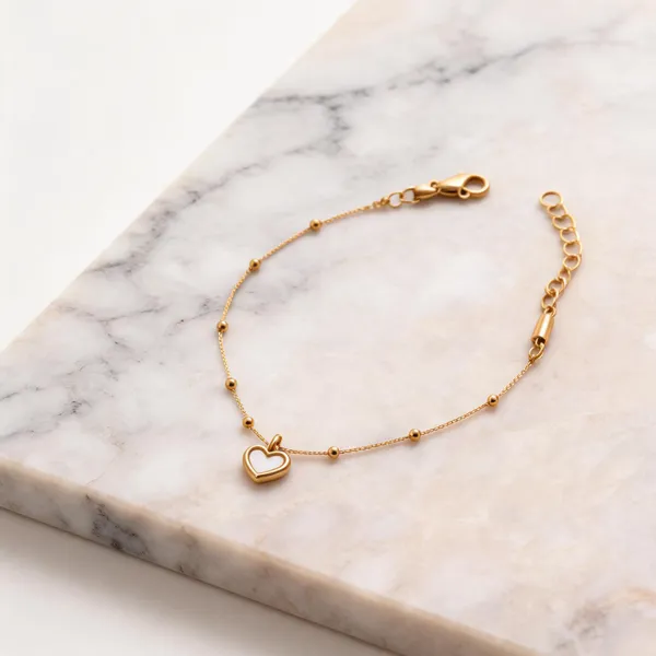 Golden_Alloy_Heart_Charm_Chain_Bracelet_For_Women