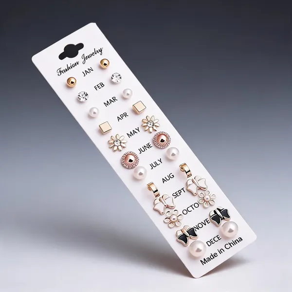Golden_Alloy_Assorted_Stud_Earrings_Set_Of_12_For_Women