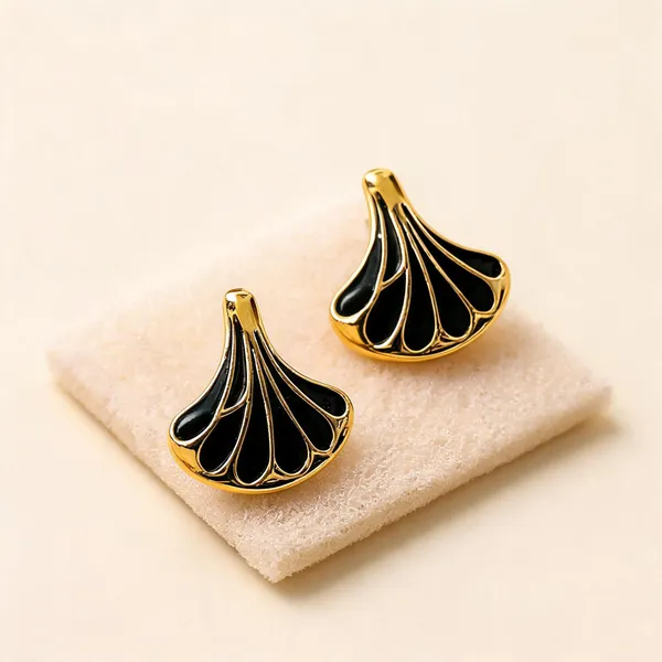 Black_Gold-Tone_Fan_Shaped_Stud_Earrings_For_Women_-_Pack_of_4
