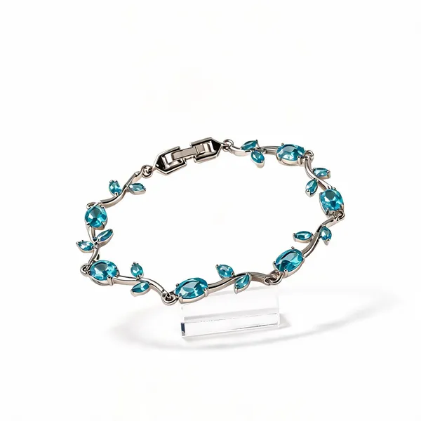 Blue_Crystal_Leaf_Link_Bracelet_For_Women